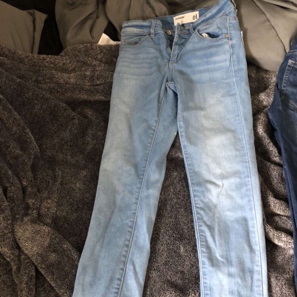 light washed garage skinny jeans, size 1